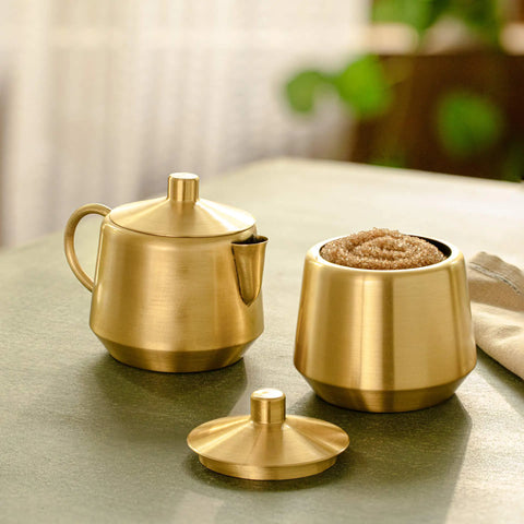 Oro brass milk & pot set
