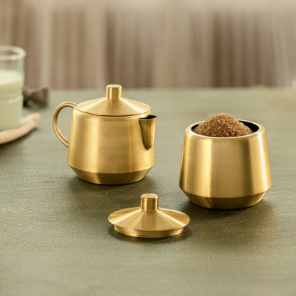 Oro brass milk & sugar pot set