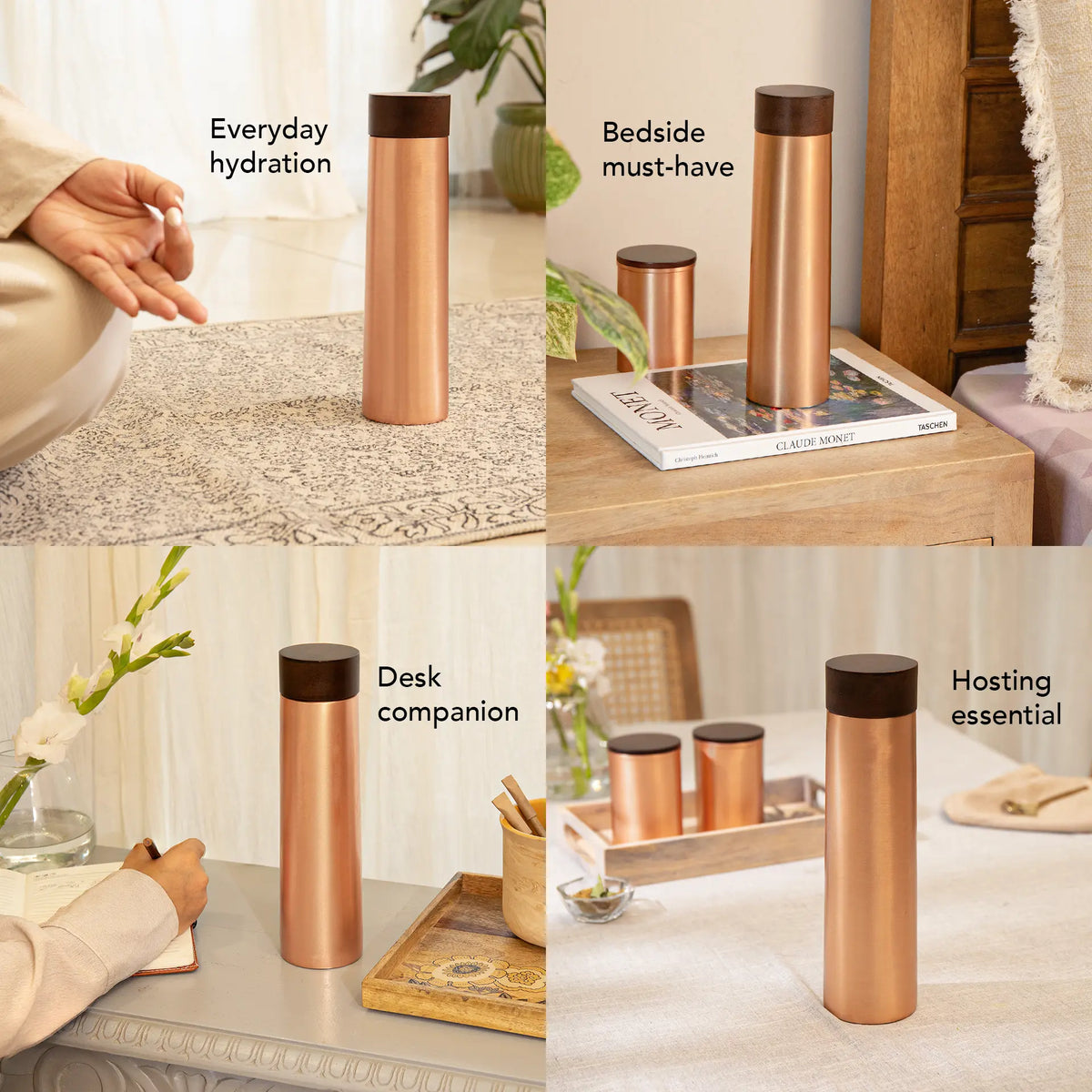 Neer copper bottle with wooden lid