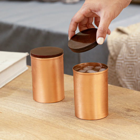 Neer Copper Tumbler with Lid - Set of 2