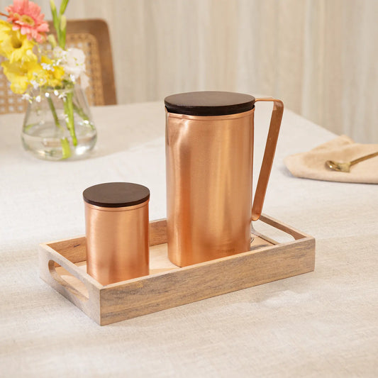 Neer Copper Jug with Wooden Lid