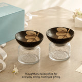 Tashi Glass Jar With Wooden Nut Bowl (Small) Set of 2