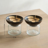 Tashi Glass Jar With Wooden Nut Bowl (Small) Set of 2