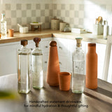 Daisy Glass Water Bottle With Wooden Stopper Set of 2