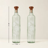 Daisy Glass Water Bottle With Wooden Stopper Set of 2