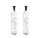 Daisy Glass Water Bottle With Wooden Stopper Set of 2