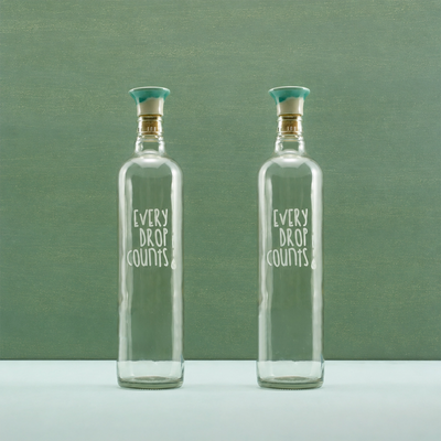 Drop Glass Water Bottle With Ceramic Stopper Set of 2