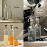 Drink More Glass Water Bottle With Ceramic Stopper Set of 2