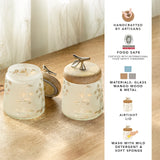 Twigy Frosted Glass Jar with Wooden Lid (Short) Set of 2