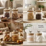 Twigy Frosted Glass Jar with Wooden Lid (Short) Set of 2