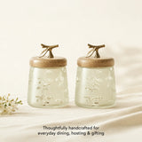 Twigy Frosted Glass Jar with Wooden Lid (Short) Set of 2