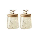 Twigy Frosted Glass Jar with Wooden Lid (Short) Set of 2