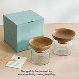 Twain Glass Jar with Wooden Bowl (Small) Set of 2