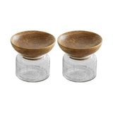 Twain Glass Jar with Wooden Bowl (Small) Set of 2