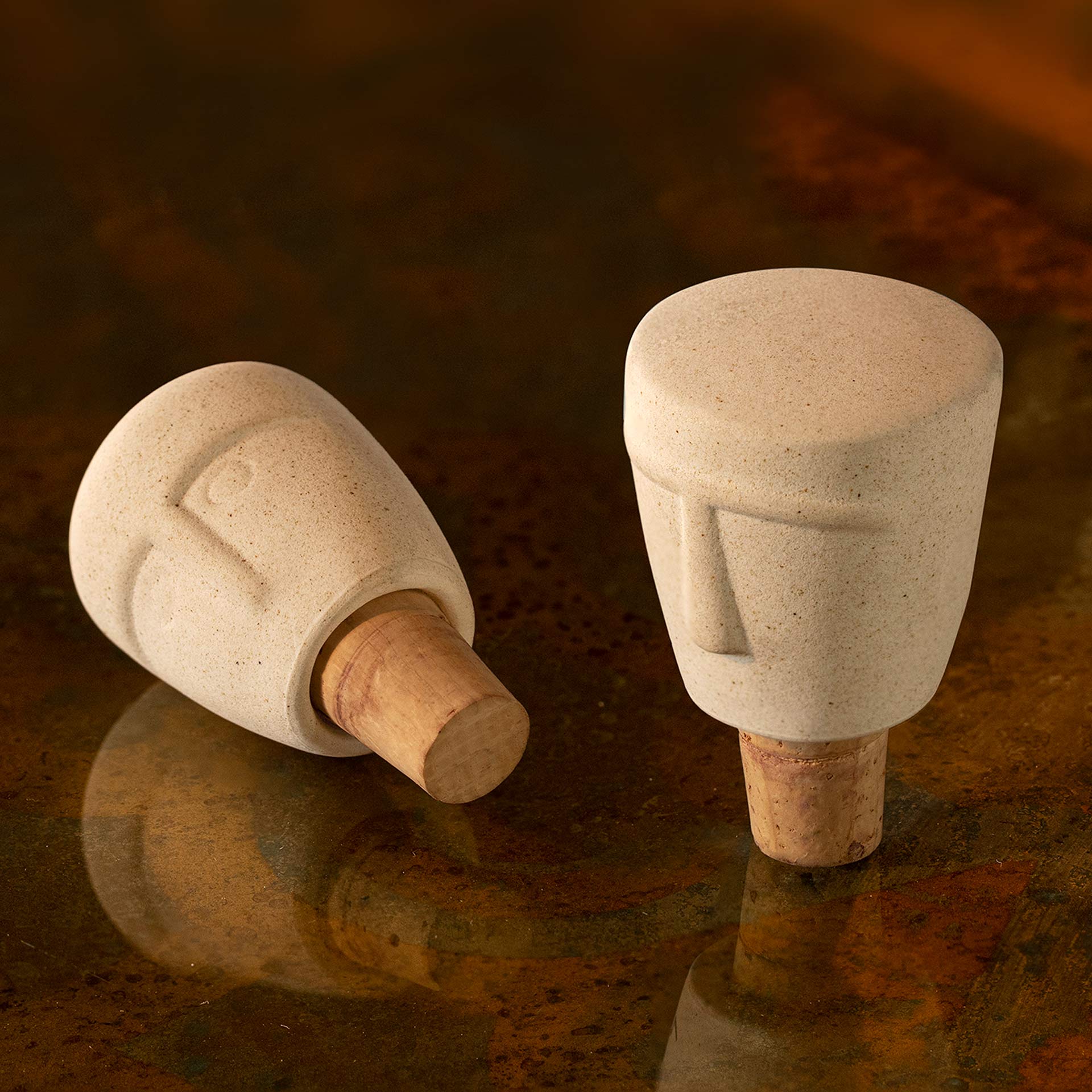 Head(y) Ceramic Bottle Stopper Set of Two