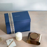 Copper Brushed Pillar Candle Stand with Candles Gift Set - Small