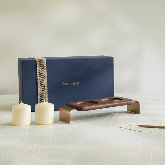 Double Pillar Candle Stand Gift Set - Large