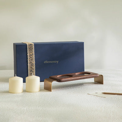 Double Pillar Candle Stand Gift Set - Large
