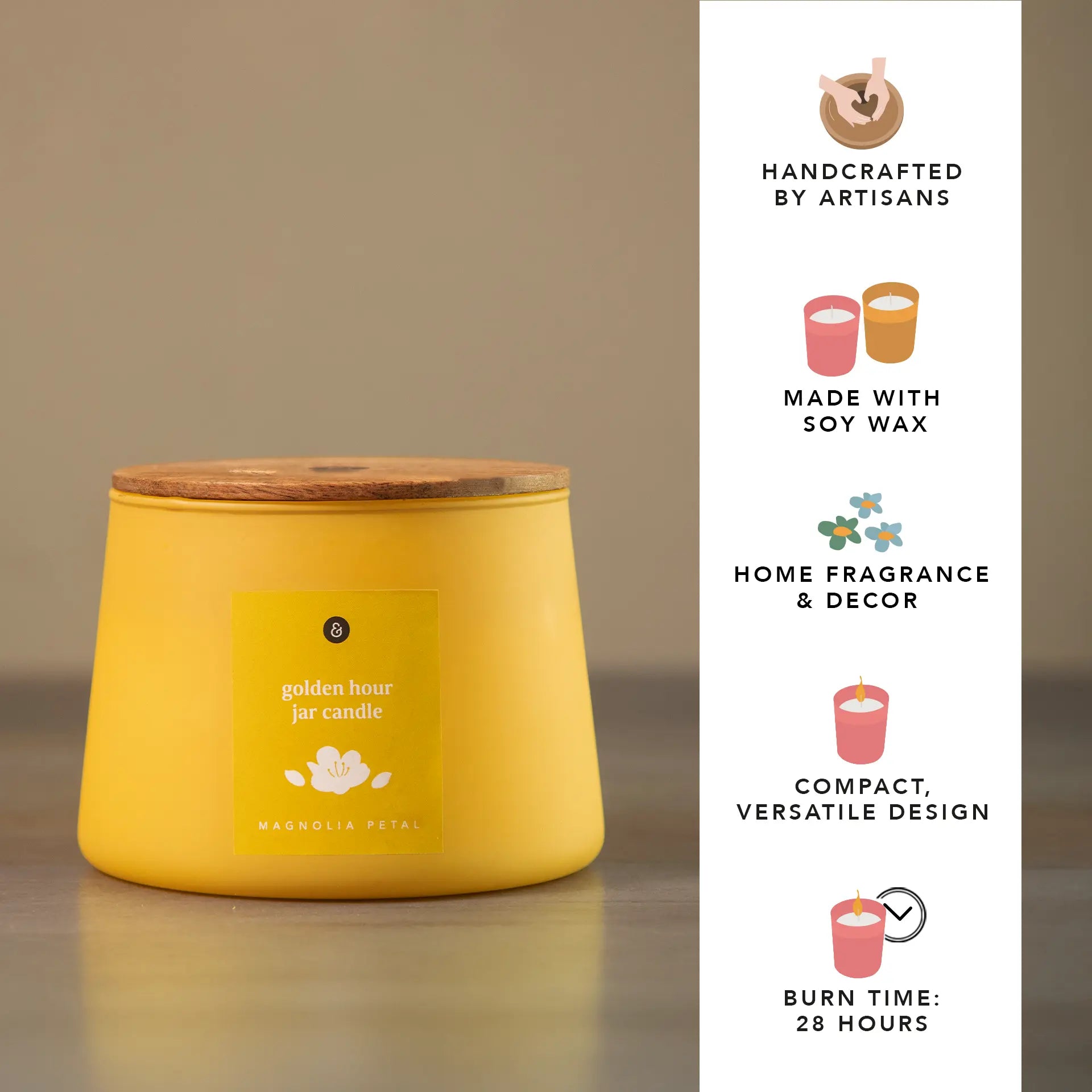 Golden Hour Jar Candle- Magnolia Petal