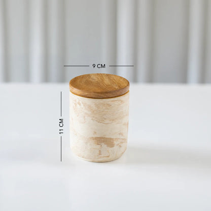 Amber Love Ceramic Jar With Wooden Lid (Small) Set of 2