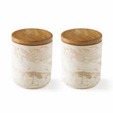 Amber Love Ceramic Jar With Wooden Lid (Small) Set of 2
