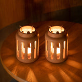 Lupa Terracotta Round Lantern With Metal Handle (Small) Set of 2