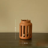 Lupa Terracotta Round Lantern With Metal Handle (Small) Set of 2