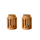 Lupa Terracotta Round Lantern With Metal Handle (Small) Set of 2