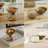 Twain Glass Jar with Wooden Bowl - small