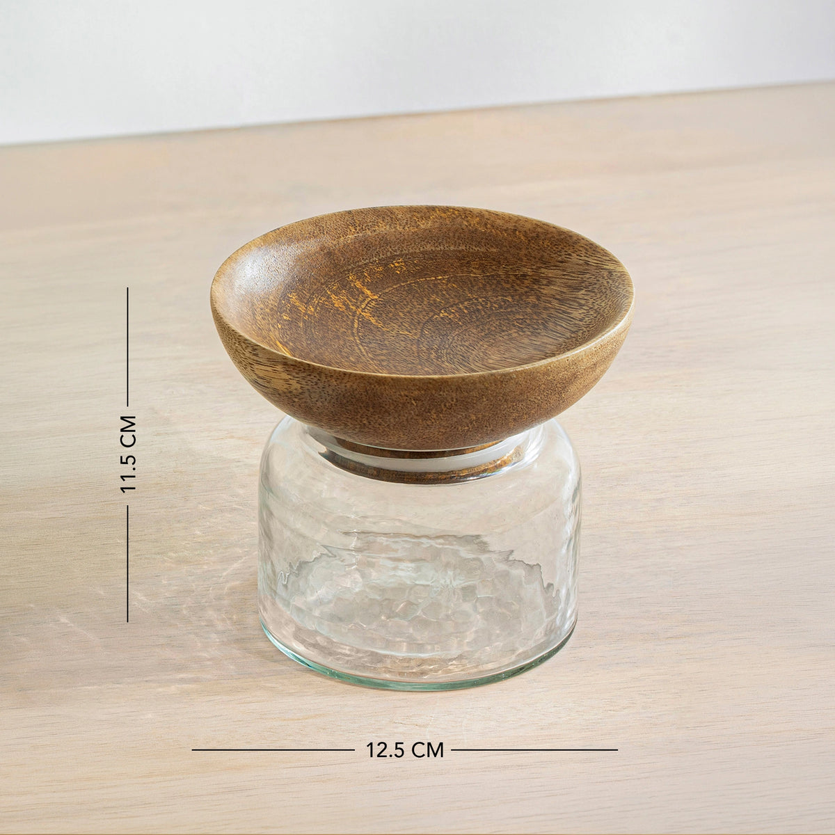 Twain Glass Jar with Wooden Bowl - small