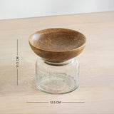 Twain Glass Jar with Wooden Bowl - small