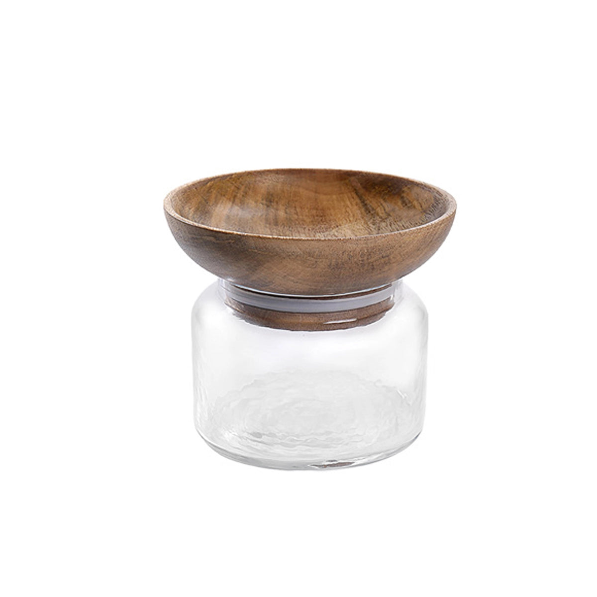 Twain Glass Jar with Wooden Bowl - small