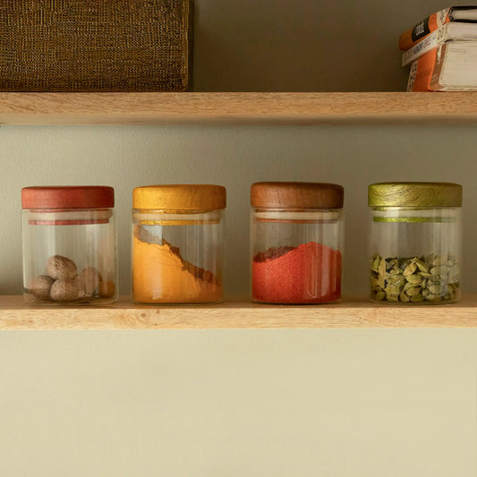 Glass Jar With wooden Lid Set of 4