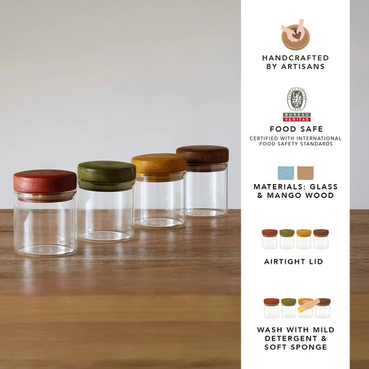 Glass Jar With wooden Lid Set of 4