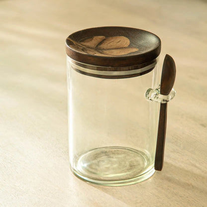 Tashi Glass Canister With Spoon - Small