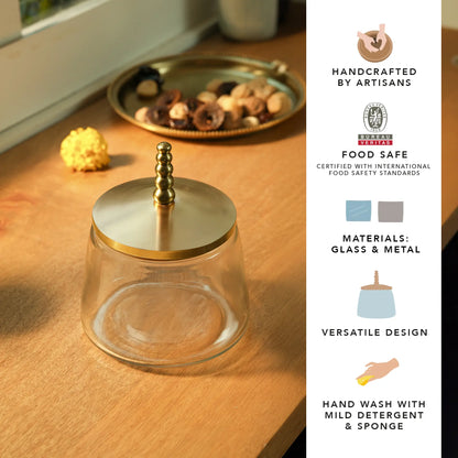 Dome glass jar with metal Lid - Large