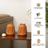 Lupa terracotta tapered lantern (Small) Set of 2