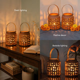 Lupa terracotta stencil lantern with metal handle Set of 2