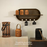 Lupa terracotta stencil lantern with metal handle Set of 2