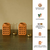 Lupa Terracotta Square Lantern With Metal Handle (Small) Set of 2