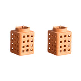 Lupa Terracotta Square Lantern With Metal Handle (Small) Set of 2