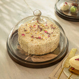 tashi glass cloche with wooden painted base