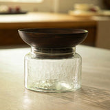 tashi glass jar with wooden nut bowl - large