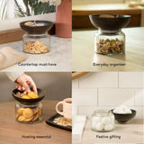 Tashi Glass Jar With Wooden Nut Bowl - Small