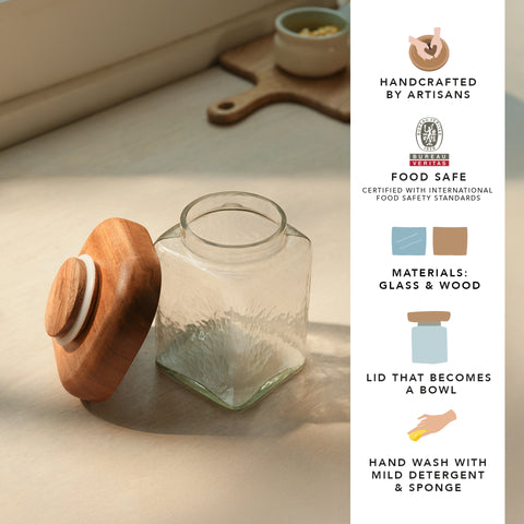 Square Glass Store & Serve Jar - Large