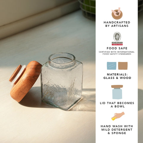Square Glass Store & Serve Jar - Small