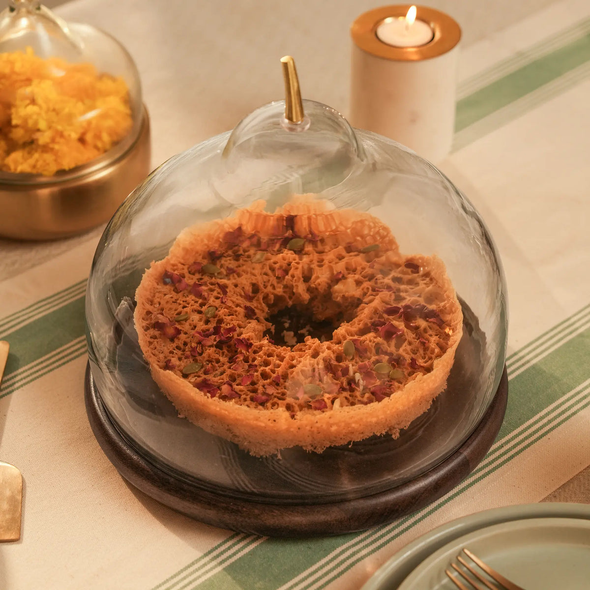 Pear cloche with wooden base
