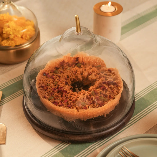 Pear cloche with wooden base