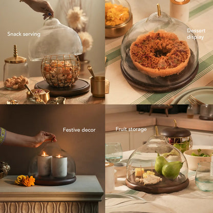 Pear cloche with wooden base