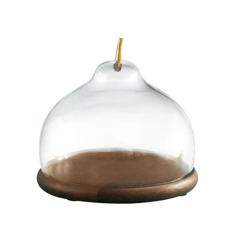 Pear Cloche with Wood Base